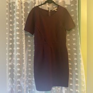 Plum dress with exposed zipper